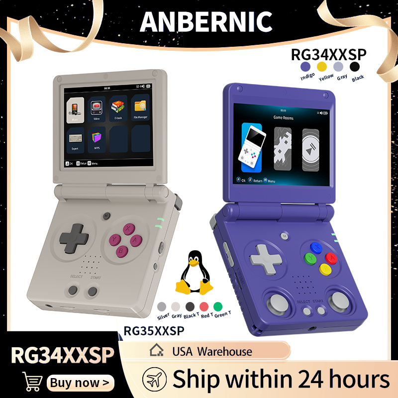 Retro Gaming App - Anbernic RG34XXSP RG35XXSP Flipคอนโซลเกมมือถือหน้าจอIPS Linux 64