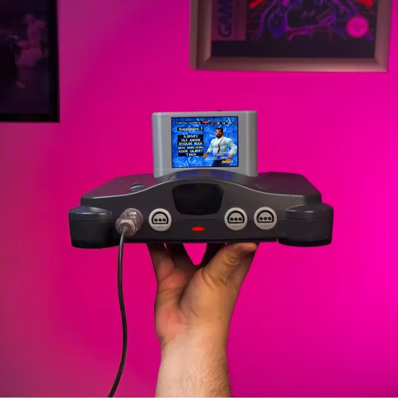 Retro Gaming Monitor - ตลับเกม Pico N64 พร้อมสายเชื่อมต่อหน้าจอ จอ LCD