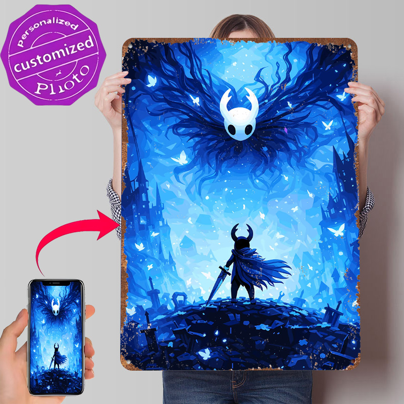 Retro Knight Gaming - โปสเตอร์โลหะ Hollow Knight Confrontation แบบกำหนดเอง ศิลปะติดผนังสไตล์เรโทร