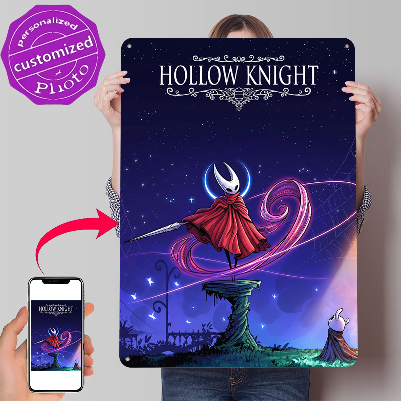 Retro Knight Gaming - โปสเตอร์โลหะลาย Hollow Knight สำหรับตกแต่งผนัง สไตล์เรโทร วินเทจ