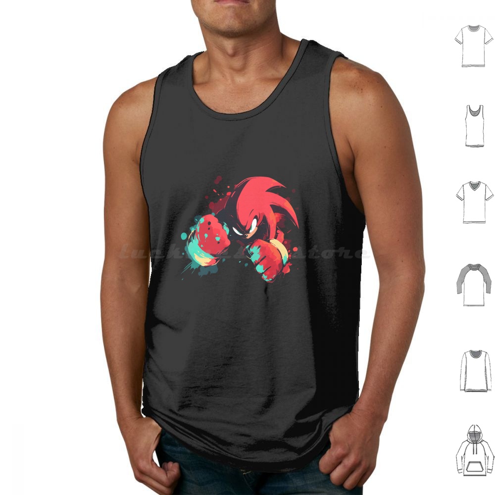 Retro Gaming Japan - เสื้อกล้ามพิมพ์ลาย Knuckles ผ้าฝ้ายลายหาง สไตล์ญี่ปุ่นย้อนยุค เกม Shadow
