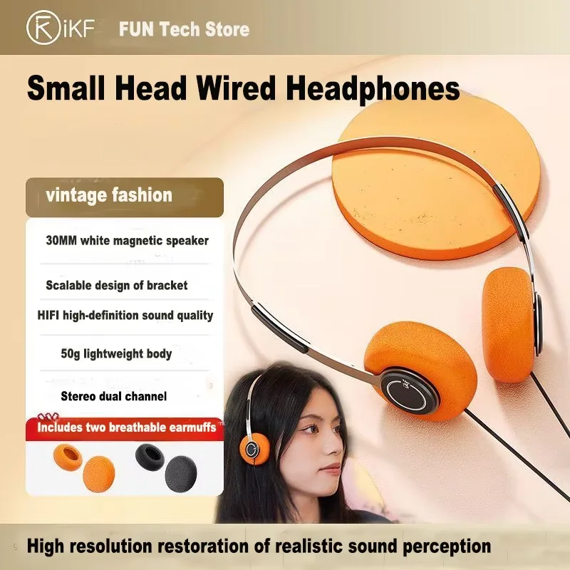Retro Gaming Kc - หูฟังแบบมีสายสไตล์เรโทร ลำโพง 30 มม. เสียงสเตอริโอ HIFI
