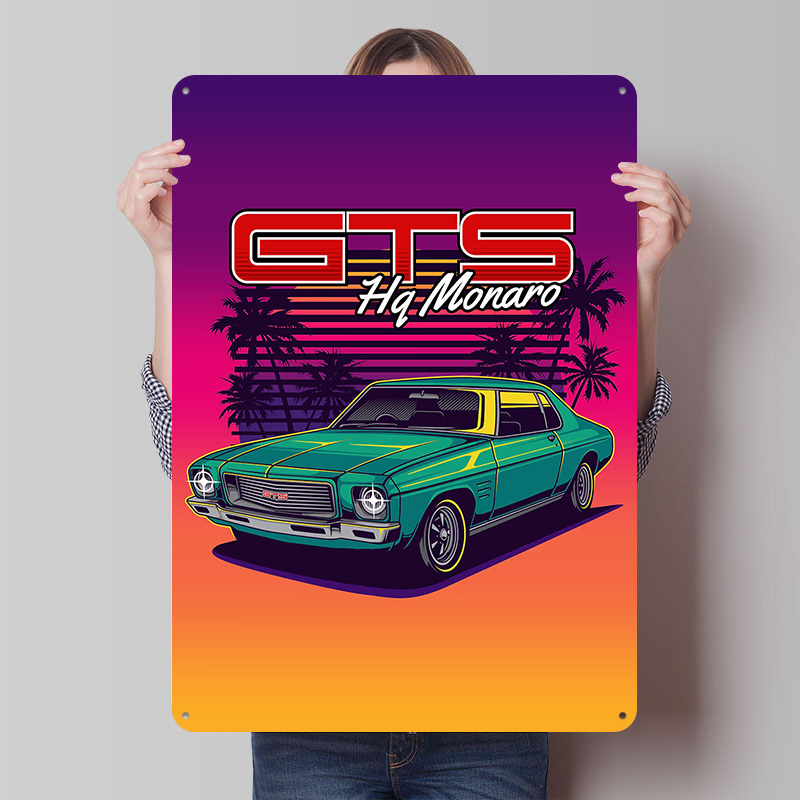 Retro Gaming At - โปสเตอร์โลหะรถยนต์ HQ Monaro GTS สไตล์เรโทร งานศิลปะติดผนังแบบกำหนดเอง