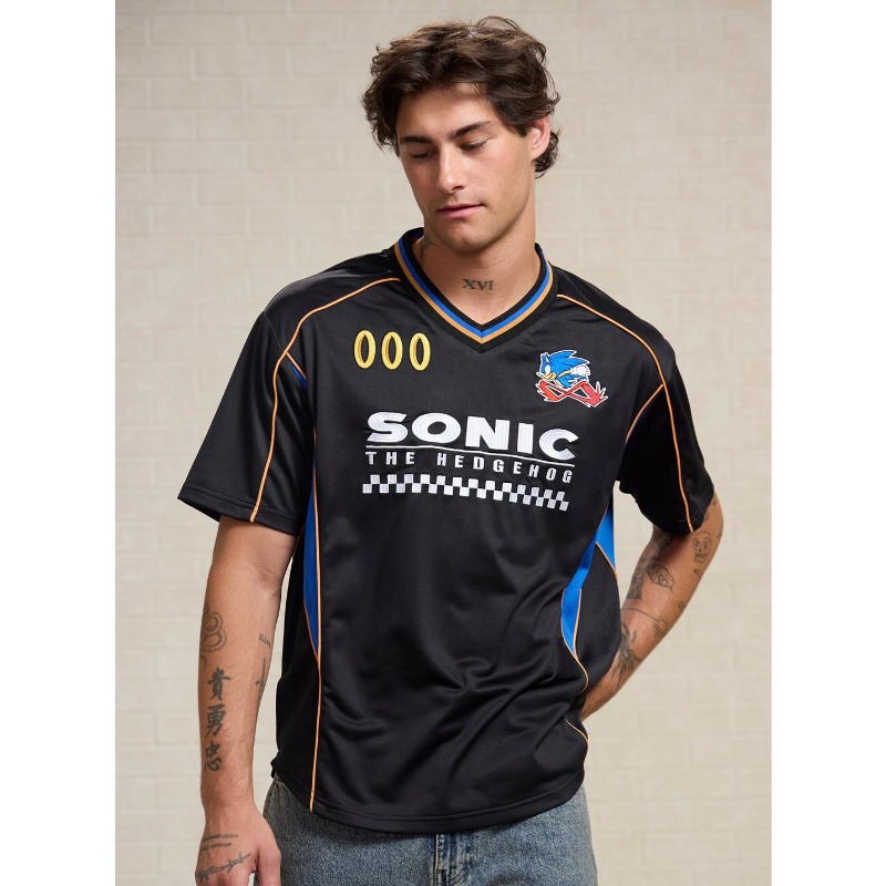 Retro Gaming T Shirt - เสื้อยืดผู้ชายลายเกม Sonic The Hedgehog สไตล์อนิเมะ สปอร์ต