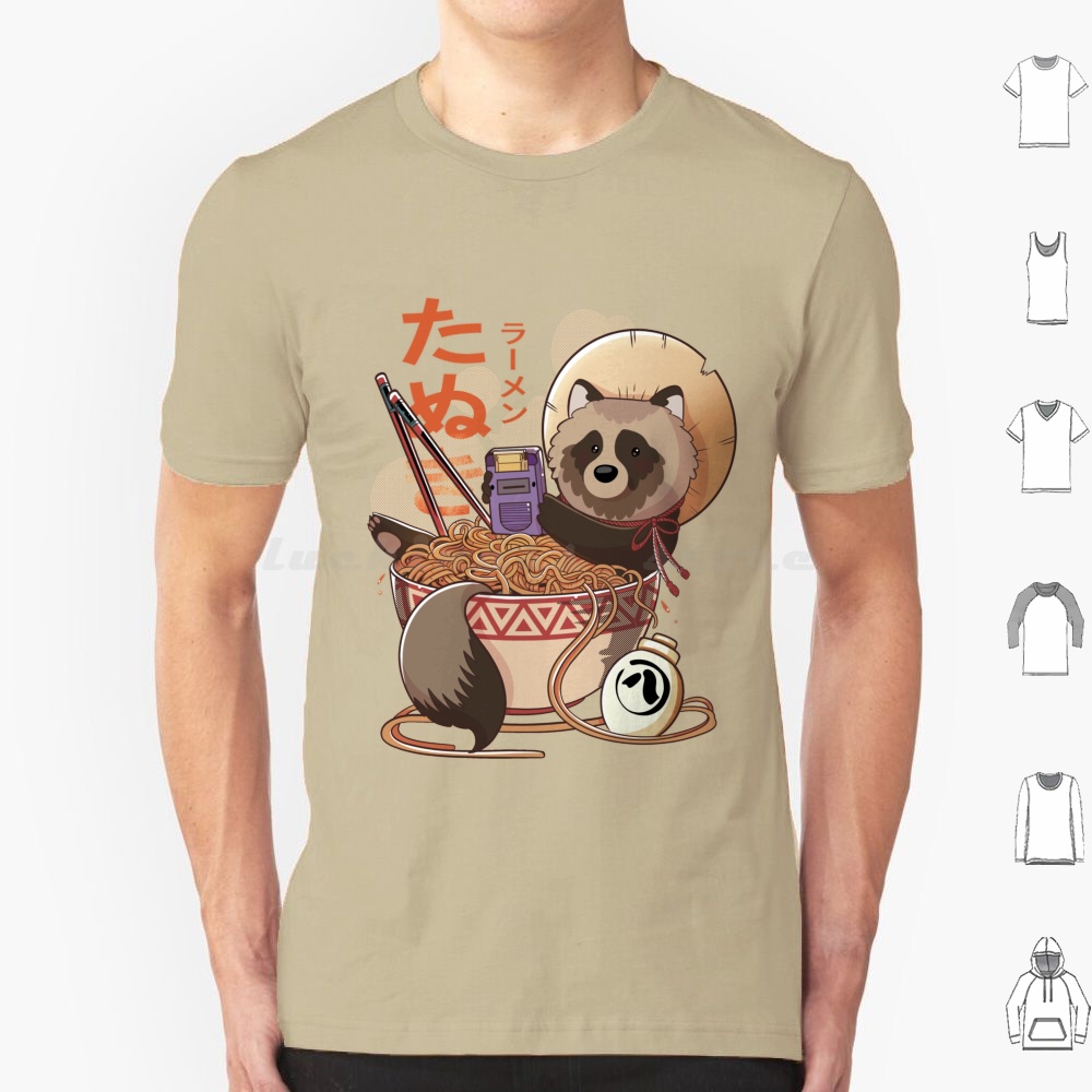 Retro Gaming Japan - Tanuki Ramen T เสื้อขนาดใหญ่ผ้าฝ้าย 100% Tanuki