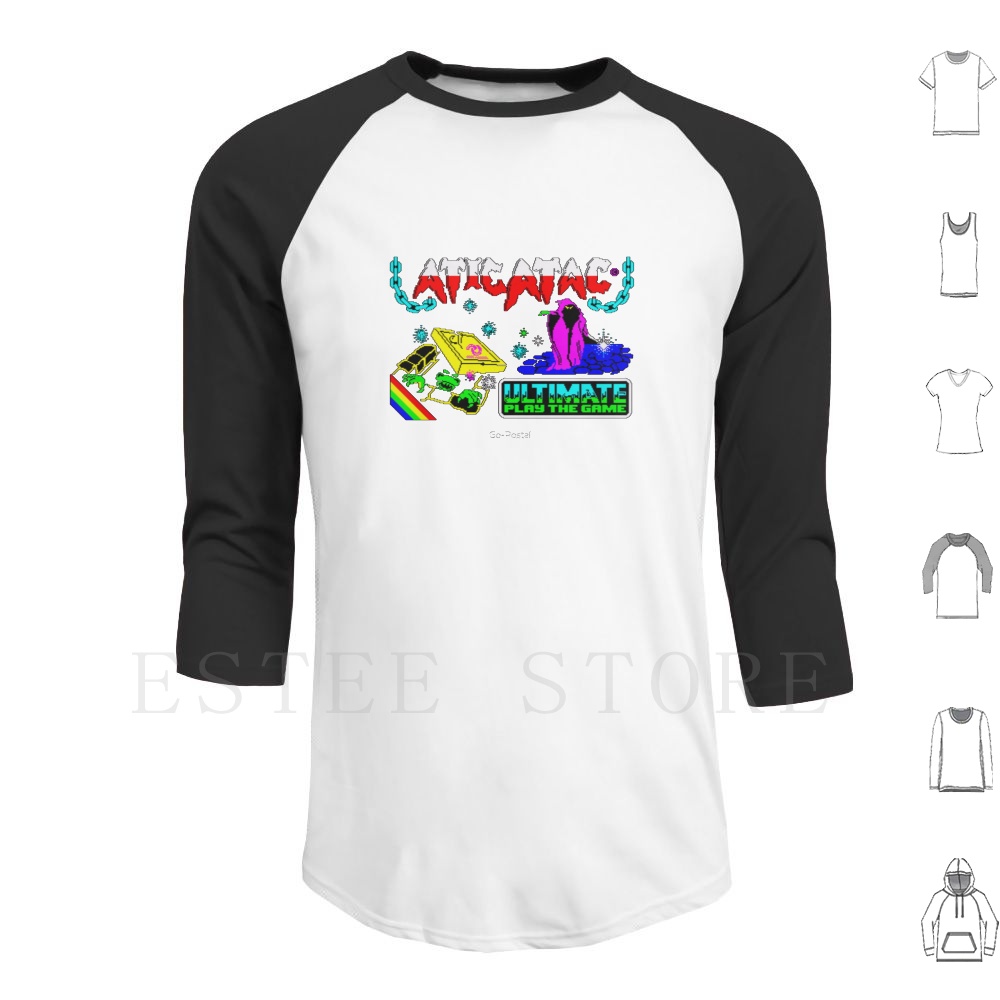 Retro Gaming Zx Spectrum - เสื้อฮู้ดดี้ดีไซน์เกมย้อนยุค Atic Atac แขนยาว เกมย้อนยุค Atic