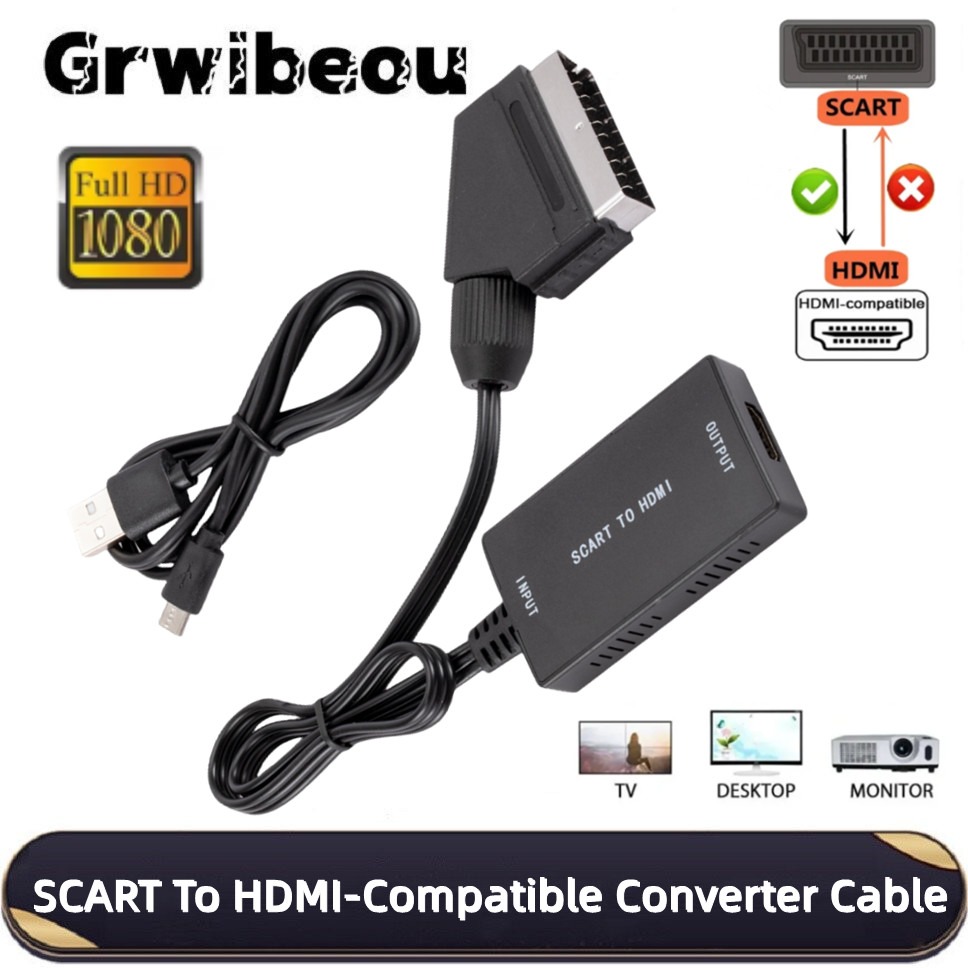 Scart To Hdmi - HD1080P SCART เป็นตัวแปลงที่รองรับ HDMI พร้อมสาย SCART