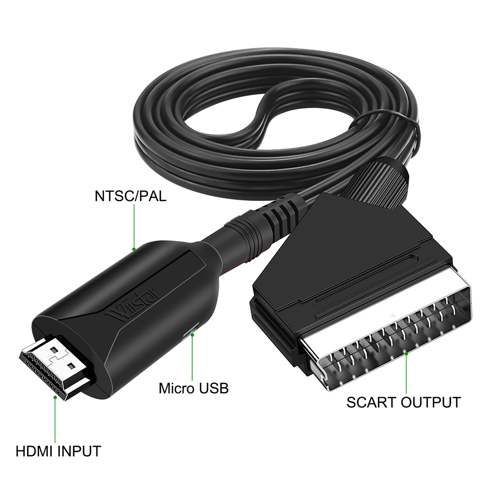 HDMI-เข้ากันได้กับตัวแปลงสายเค - Scart To Hdmi บทวิจารณ์และราคา