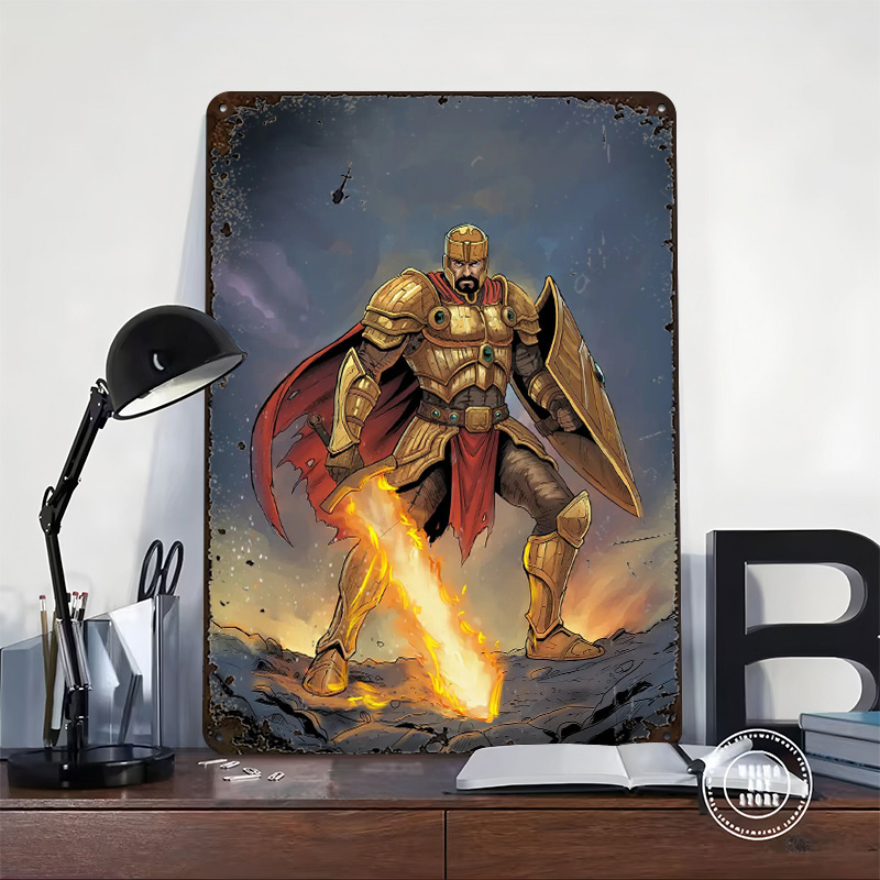 โปสเตอร์อัศวินทองคำพร้อมดาบเพล - Retro Knight Gaming บทวิจารณ์และราคา