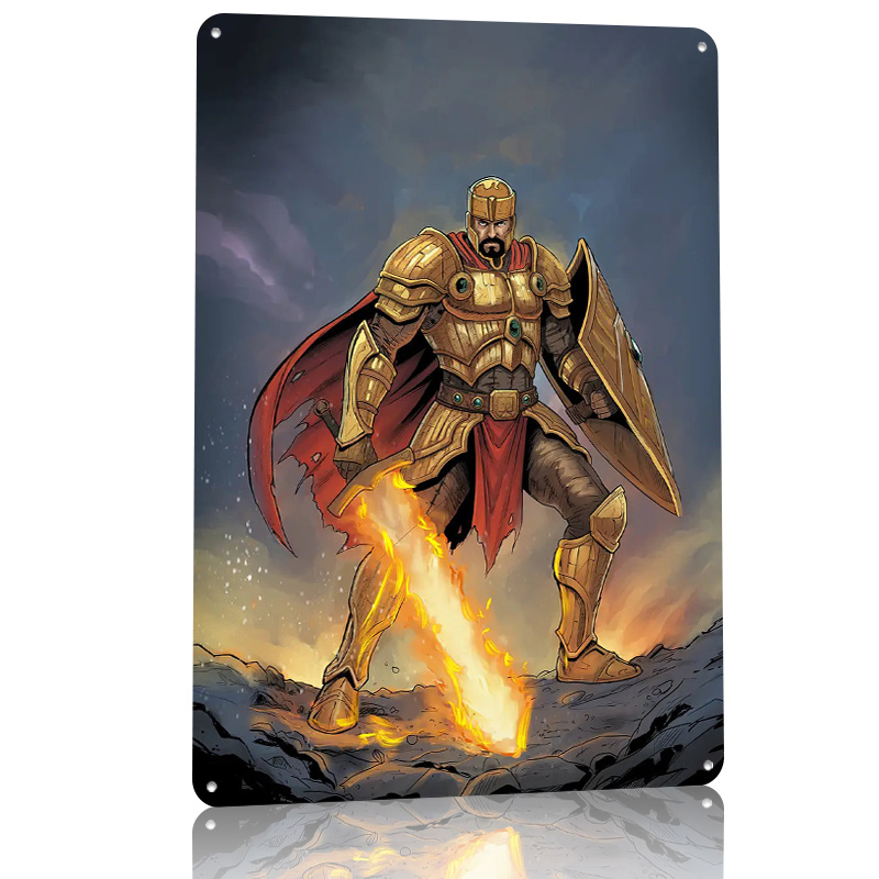 โปสเตอร์อัศวินทองคำพร้อมดาบเพล - Retro Knight Gaming บทวิจารณ์และราคา