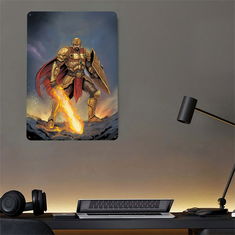 โปสเตอร์อัศวินทองคำพร้อมดาบเพล - Retro Knight Gaming บทวิจารณ์และราคา