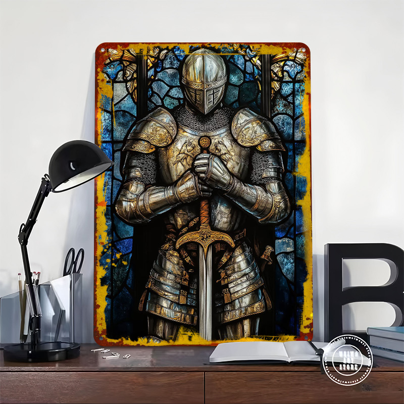 ป้ายโลหะลายอัศวินในชุดเกราะวิบ - Retro Knight Gaming บทวิจารณ์และราคา